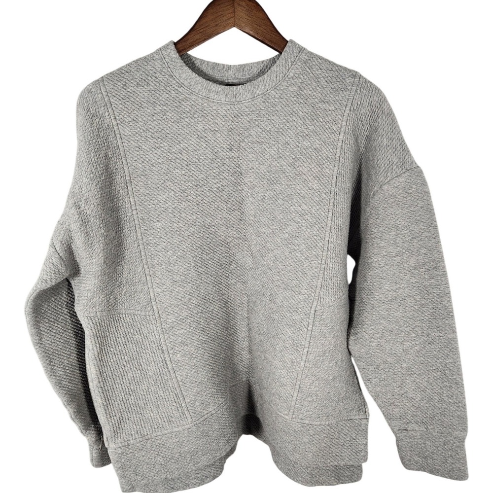 Calia by Carrie Underwood Thick Gray Ribbed Zip Side Pullover Tunic Sweatshirt M